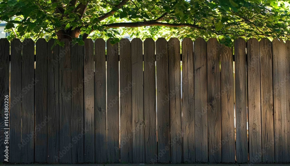 Wooden Fence Partially Hidden By Tree Branches Wooden Fence Partially Hidden By Tree Branches