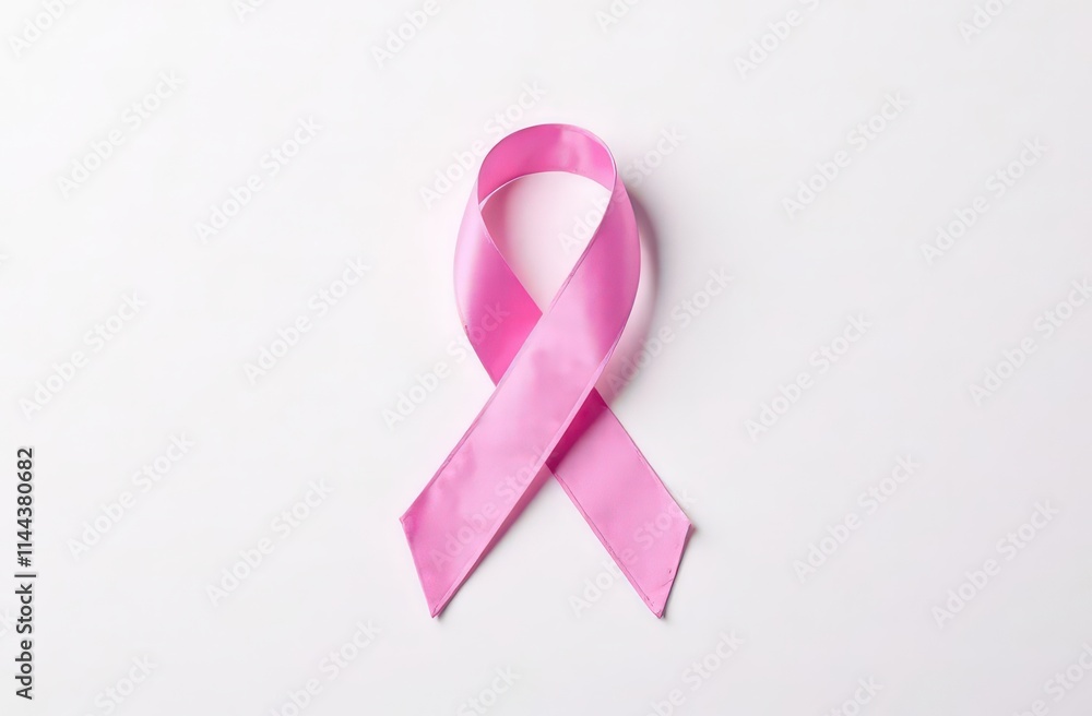 A minimalistic poster design for World Cancer Day, featuring a soft pink ribbon symbol at the center of a clean white background A minimalistic poster design for World Cancer Day, featuring a soft pink ribbon symbol at the center of a clean white background