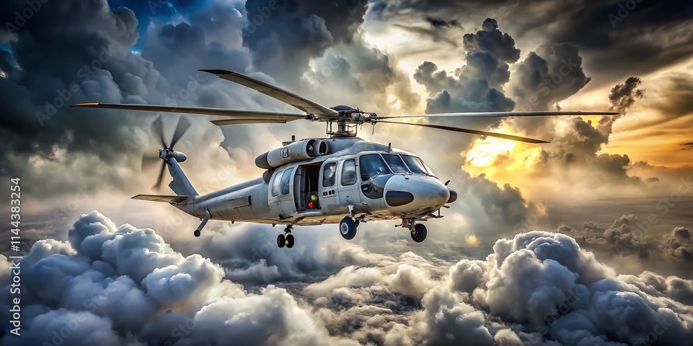 MH-60R Seahawk Helicopter Double Exposure Cloudy Sky Low Angle Photography MH-60R Seahawk Helicopter Double Exposure Cloudy Sky Low Angle Photography