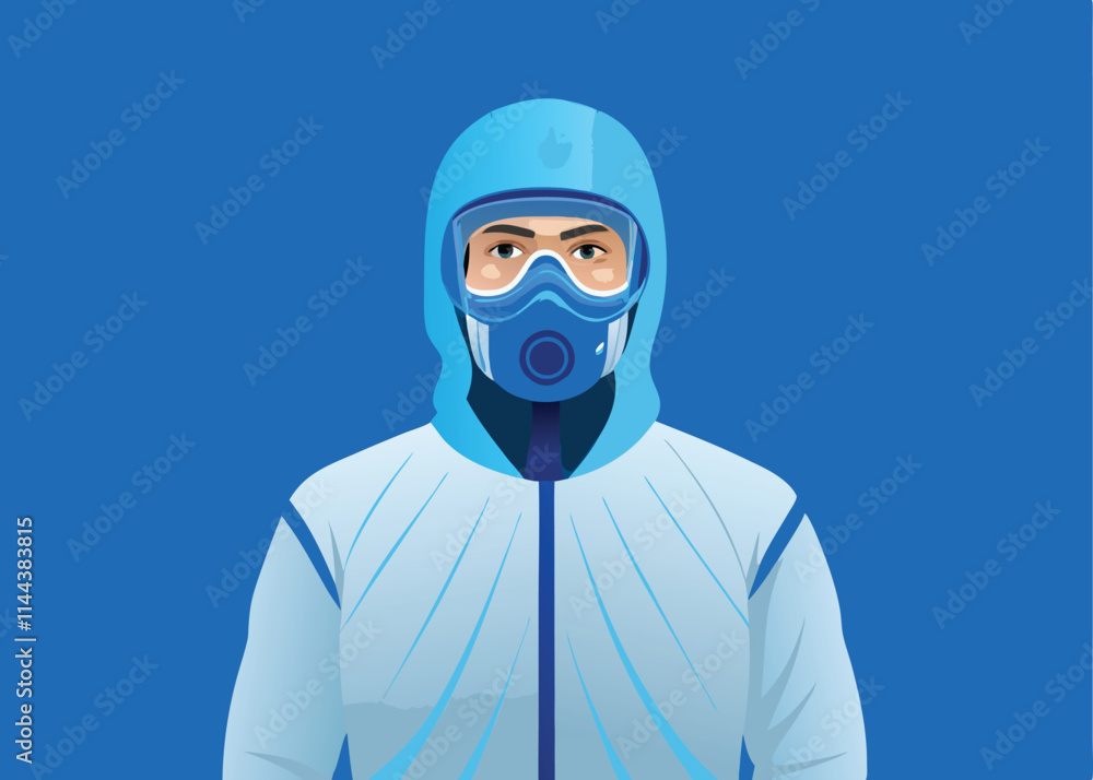 Create a vector illustration of a healthcare professional, possibly a doctor or nurse, wearing a medical mask, exhibiting professionalism and care. Create a vector illustration of a healthcare professional, possibly a doctor or nurse, wearing a medical mask, exhibiting professionalism and care.