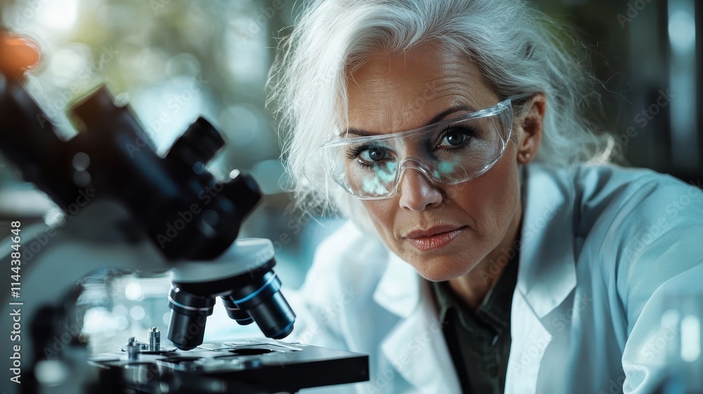An experienced scientist with gray hair conducts laboratory work, showcasing analytical skills and wisdom in a high-tech environment with modern equipment. An experienced scientist with gray hair conducts laboratory work, showcasing analytical skills and wisdom in a high-tech environment with modern equipment.
