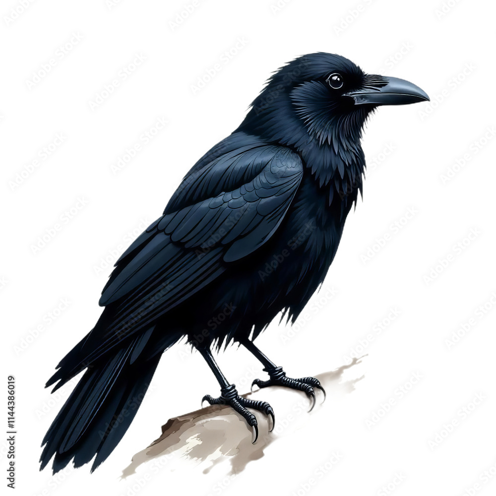 Obraz premium Black and White Crow Illustration
