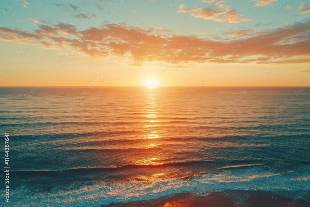 Naklejka premium A vivid red dawn illuminates Windang Beach in New South Wales, Australia.