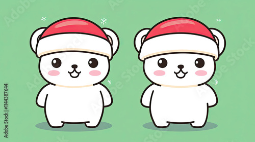 cartoon white bear cute christmas hat cute