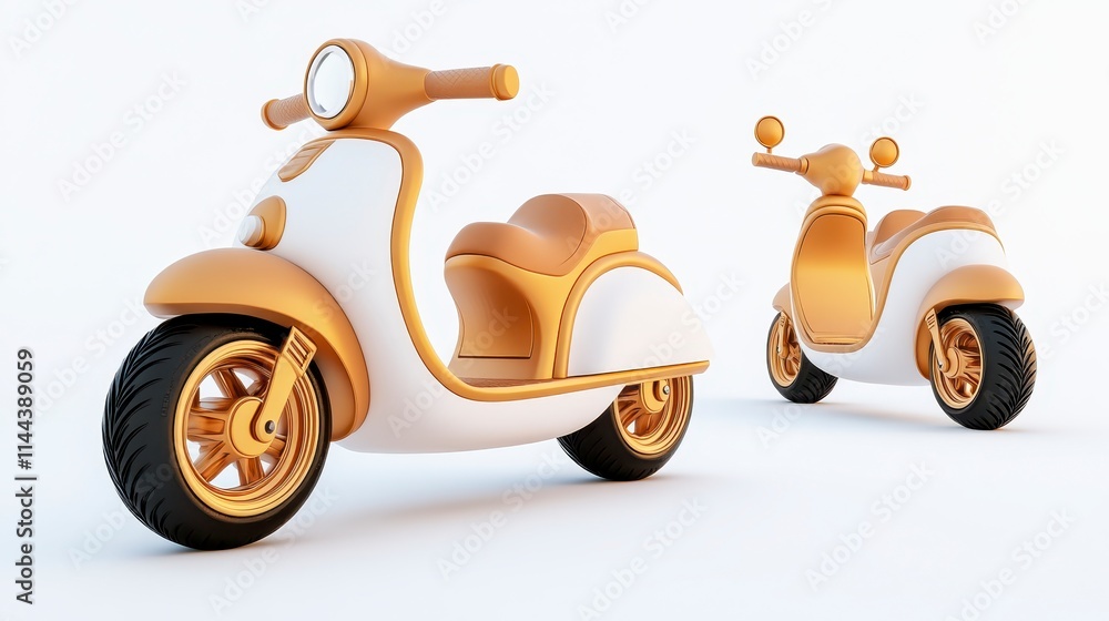 A stylish, modern scooter design featuring a white body with orange accents, showcasing a sleek, playful aesthetic. A stylish, modern scooter design featuring a white body with orange accents, showcasing a sleek, playful aesthetic.