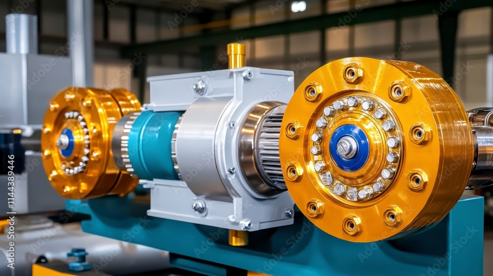 A detailed close-up of a mechanical component showcasing intricate gears and vibrant colors in a well-lit industrial setting. A detailed close-up of a mechanical component showcasing intricate gears and vibrant colors in a well-lit industrial setting.