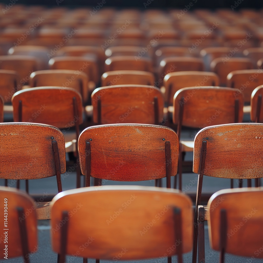 Fototapeta premium Detailed view: Empty stadium seats