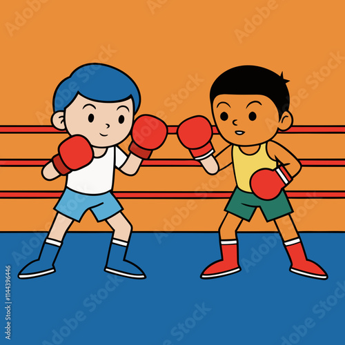 two boys are boxing in the boxing ring