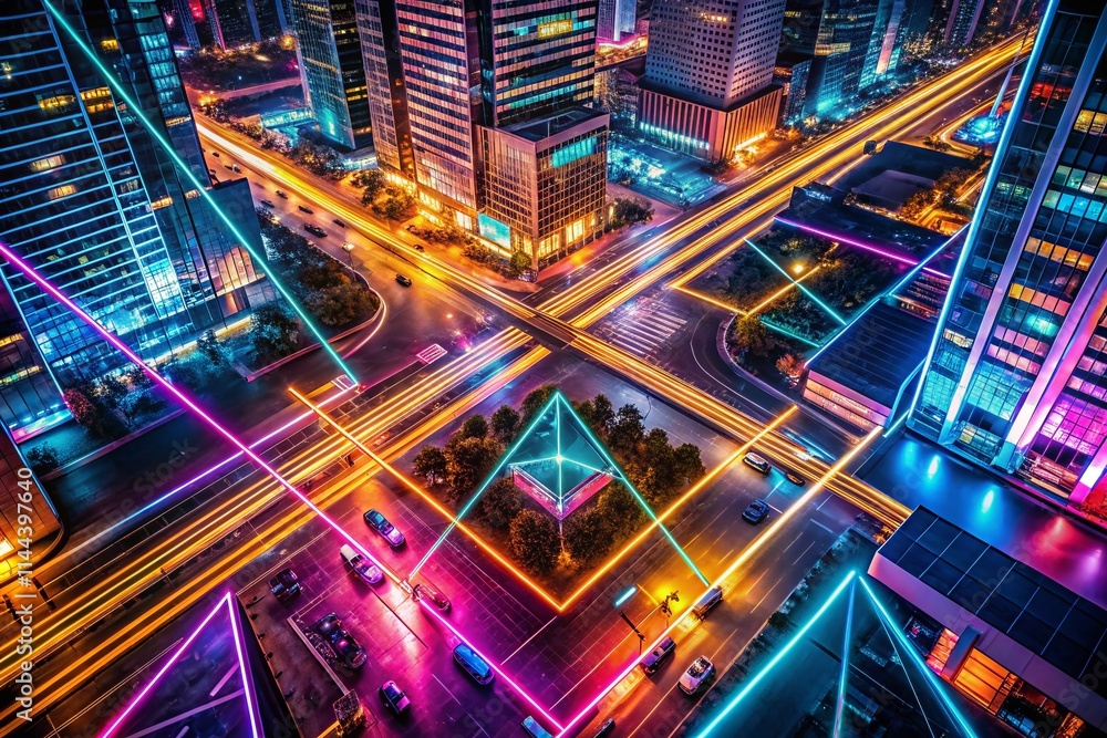 Night Geometric Shapes Photography, Modern Abstract Background, Dark Cityscape, Neon Lights, Geometric Patterns, Urban Night Photography, Glowing Lines Night Geometric Shapes Photography, Modern Abstract Background, Dark Cityscape, Neon Lights, Geometric Patterns, Urban Night Photography, Glowing Lines