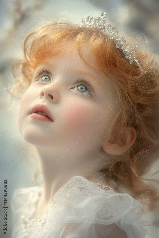 A Young Girl With Red Hair Wearing A Crown A Young Girl With Red Hair Wearing A Crown