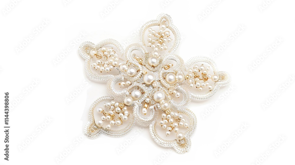 Fototapeta premium The Delicate Snowflake Isolated on White Background: A Captivating Symbol of Winter's Beauty and Purity.