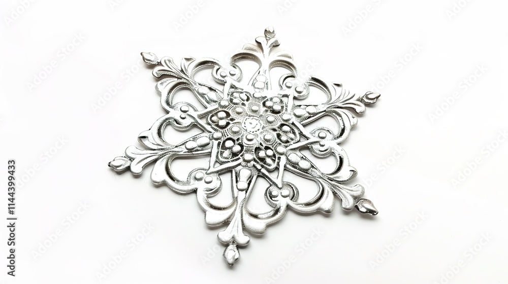 Fototapeta premium The Delicate Snowflake Isolated on White Background: A Captivating Symbol of Winter's Beauty and Purity.