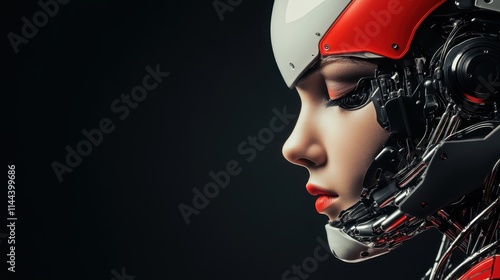The artistic depiction of a robotic head endowed with intricate mechanical features, embodying the symbiosis between artistry and technological advancement.