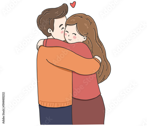 Hug and Hold: A Romantic Gesture for International Hug Day vector illustration on white background