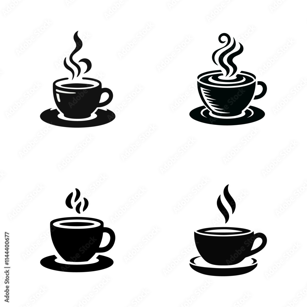 Obraz premium Coffee silhouette logo icon black white design