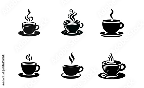 Coffee silhouette logo icon black white design