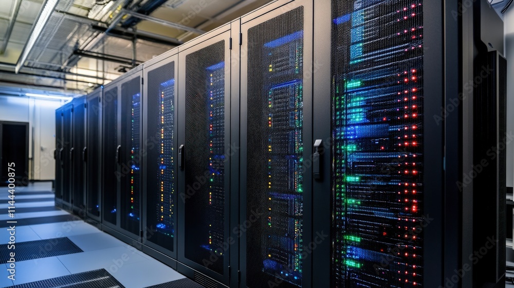 Illuminated Server Racks In Modern Data Center Room Illuminated Server Racks In Modern Data Center Room