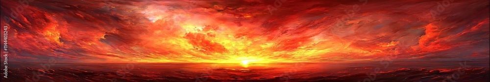 Fototapeta premium A sweeping panoramic view of a dramatic sunset sky.