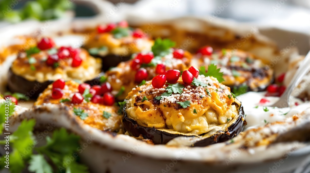 Turkish Stuffed Eggplant Imam Bayildi with Pomegranate and Herbs (Gluten-Free Cuisine) Turkish Stuffed Eggplant Imam Bayildi with Pomegranate and Herbs (Gluten-Free Cuisine)