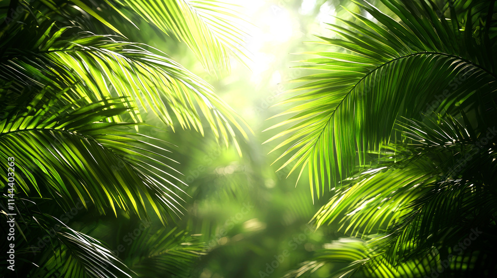 Lush green tropical foliage with sunlight. Lush green tropical foliage with sunlight.