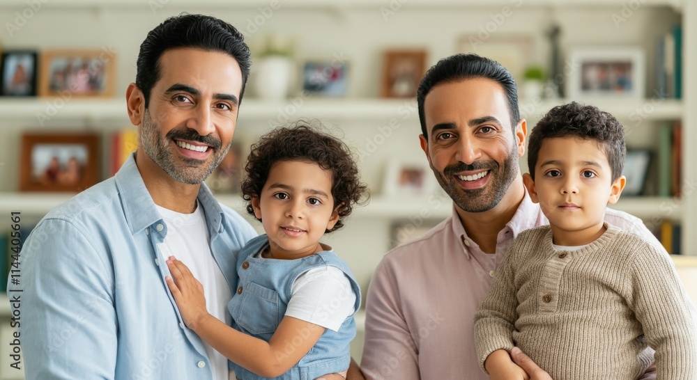 Happy multiracial family gathering in living room with young children Happy multiracial family gathering in living room with young children