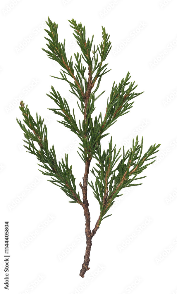 Fototapeta premium Evergreen conifer branch isolated on transparent background