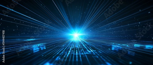 Wallpaper Mural A digital image featuring light rays and stripes with a blue background, symbolizing modern abstract science and futuristic energy technology. Torontodigital.ca