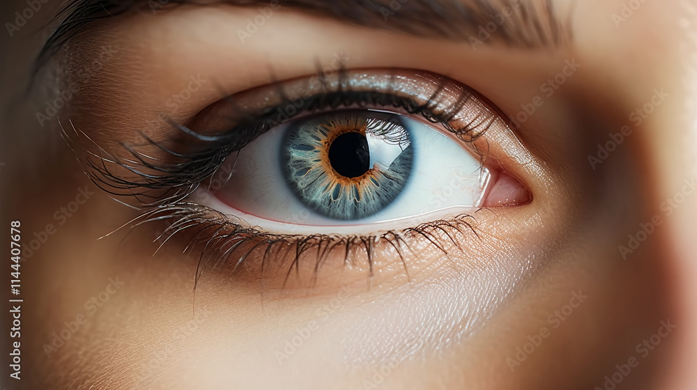 Close-up of a beautiful woman's eye with long eyelashes Close-up of a beautiful woman's eye with long eyelashes