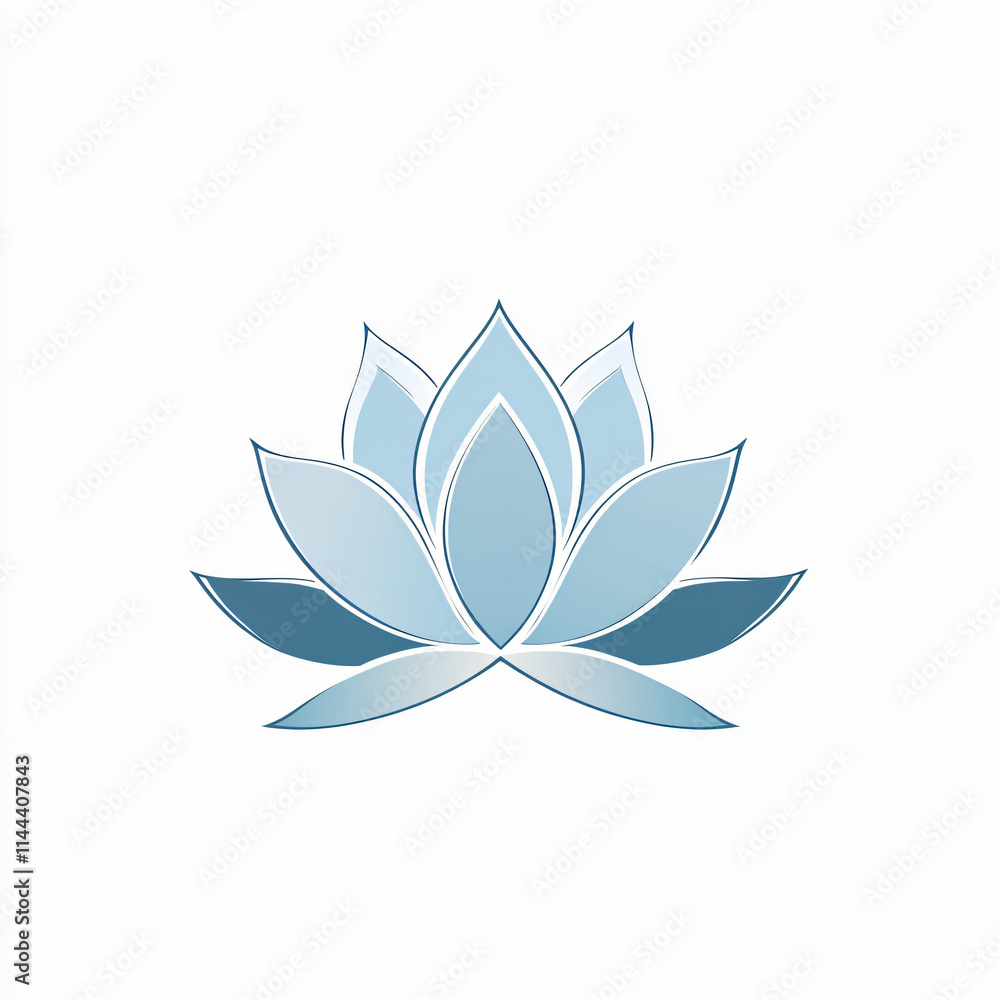 Minimalist vector logo of a stylized lotus flower with a calming, symmetrical design, representing mindfulness and peace, isolated on white background Minimalist vector logo of a stylized lotus flower with a calming, symmetrical design, representing mindfulness and peace, isolated on white background