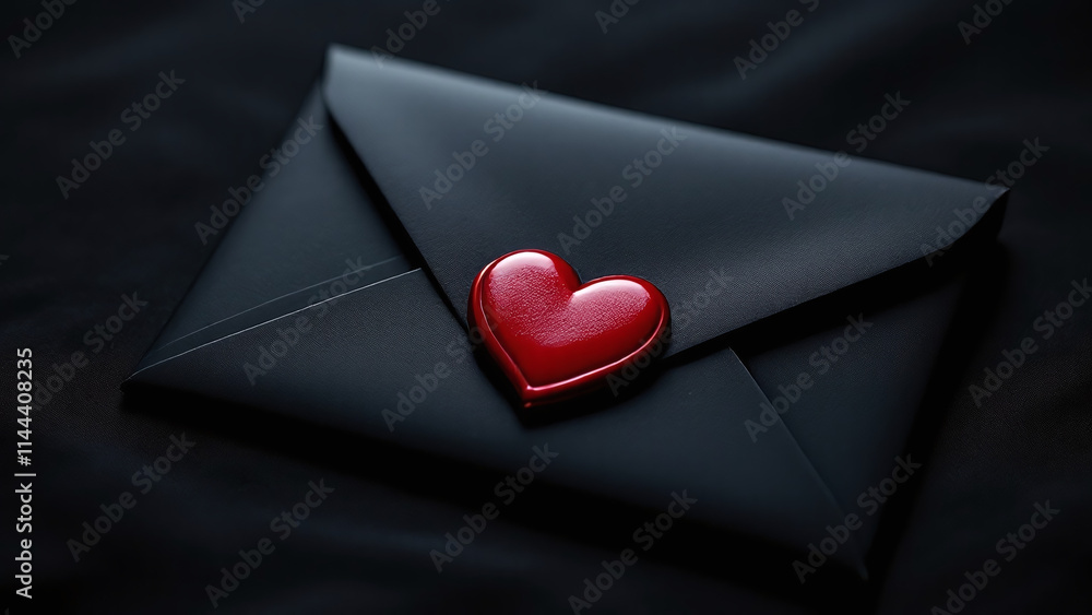 Love Letter with Red Heart Seal on a Dark Background Love Letter with Red Heart Seal on a Dark Background