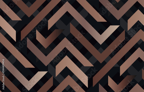 Seamless mocha mousse color zigzag geometric vector pattern. Color of the year 2025