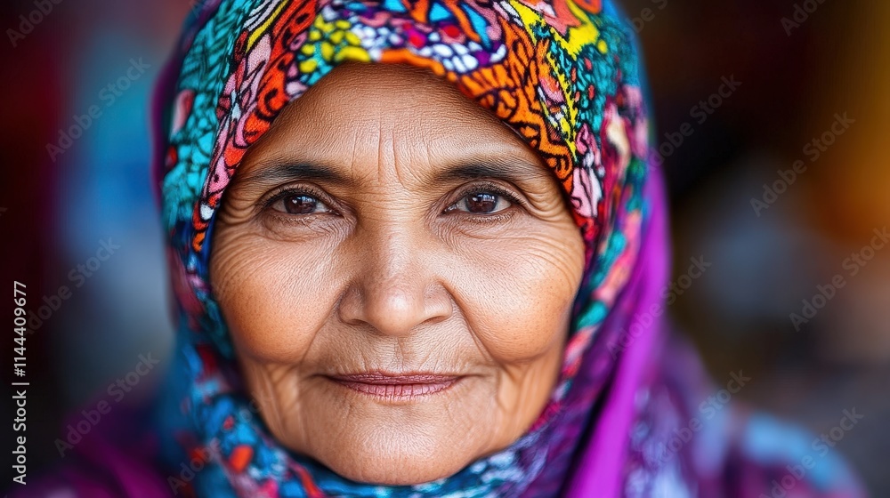 A warm portrait of an elderly woman with a beautiful scarf, showcasing her gentle smile and expressive eyes, embodying the essence of wisdom, culture, and life experience. A warm portrait of an elderly woman with a beautiful scarf, showcasing her gentle smile and expressive eyes, embodying the essence of wisdom, culture, and life experience.