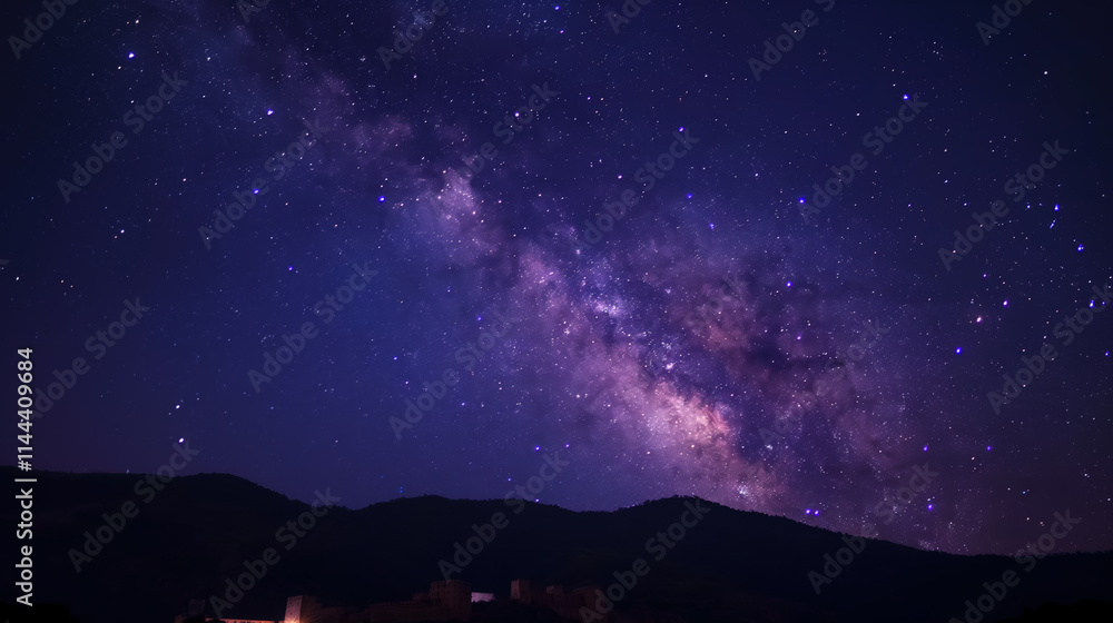 Stunning night view of Amer Fort and Jaigarh in Jaipur, Rajasthan, under a starry sky with the Milky Way galaxy Stunning night view of Amer Fort and Jaigarh in Jaipur, Rajasthan, under a starry sky with the Milky Way galaxy
