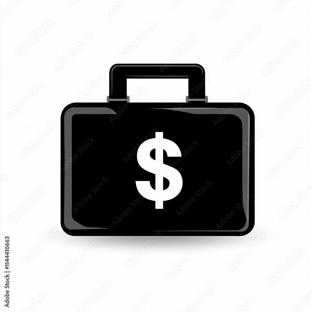 Minimalist black vector logo or icon of a briefcase with a dollar symbol, representing financial consultancy and services Minimalist black vector logo or icon of a briefcase with a dollar symbol, representing financial consultancy and services