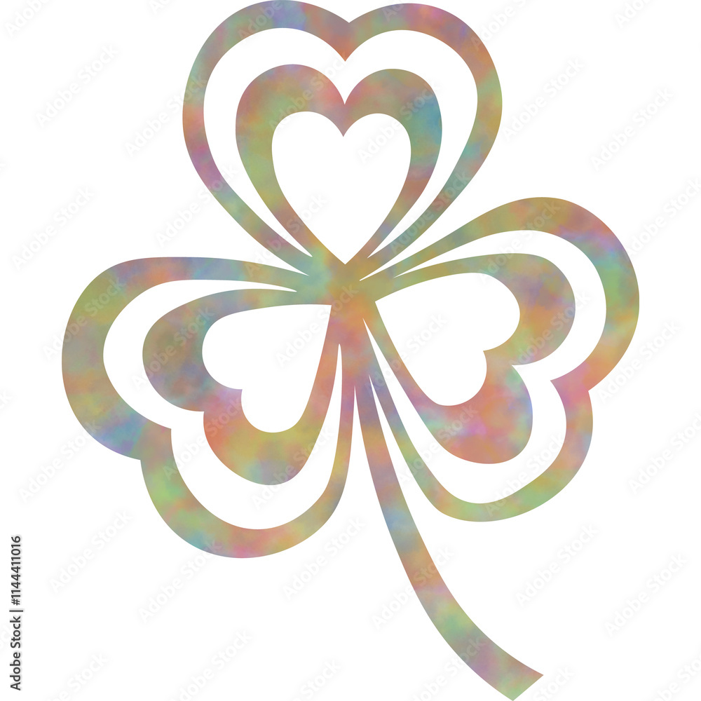 Illustration of a beautiful watercolor patterned three-leaf icon. Illustration of a beautiful watercolor patterned three-leaf icon.