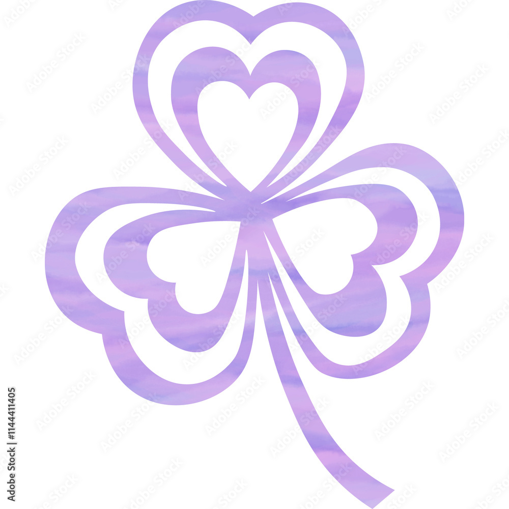 Illustration of a beautiful watercolor patterned three-leaf icon. Illustration of a beautiful watercolor patterned three-leaf icon.
