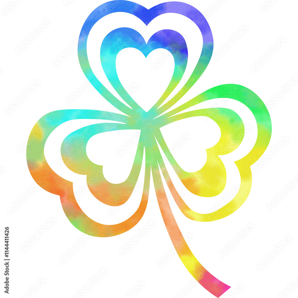 Illustration of a beautiful watercolor patterned three-leaf icon. Illustration of a beautiful watercolor patterned three-leaf icon.