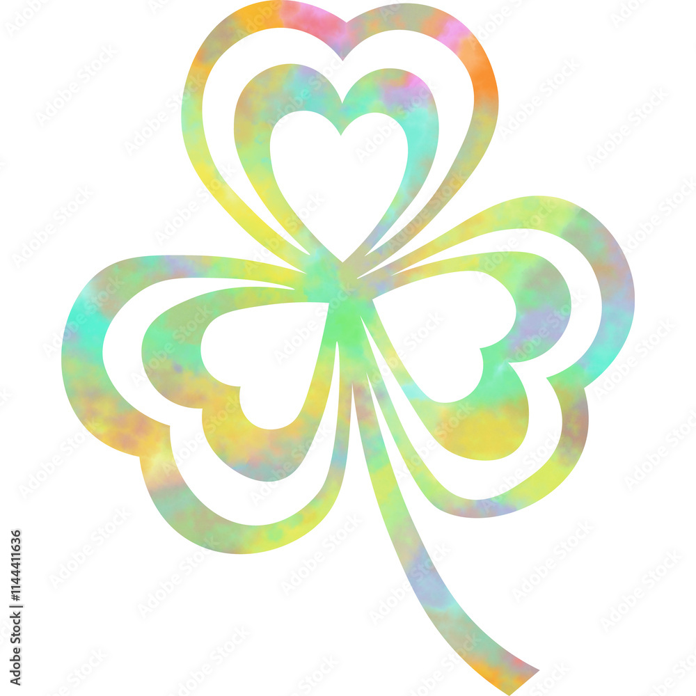 Illustration of a beautiful watercolor patterned three-leaf icon. Illustration of a beautiful watercolor patterned three-leaf icon.