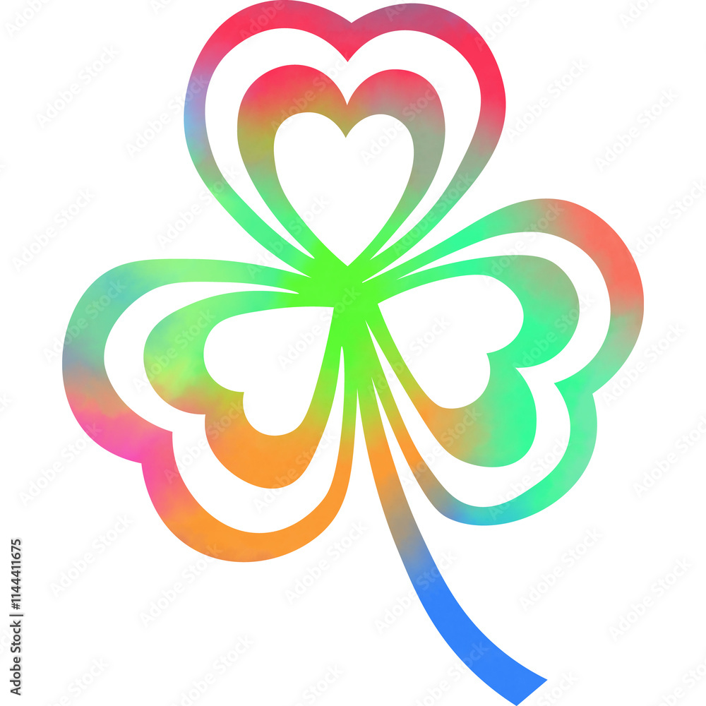 Illustration of a beautiful watercolor patterned three-leaf icon. Illustration of a beautiful watercolor patterned three-leaf icon.
