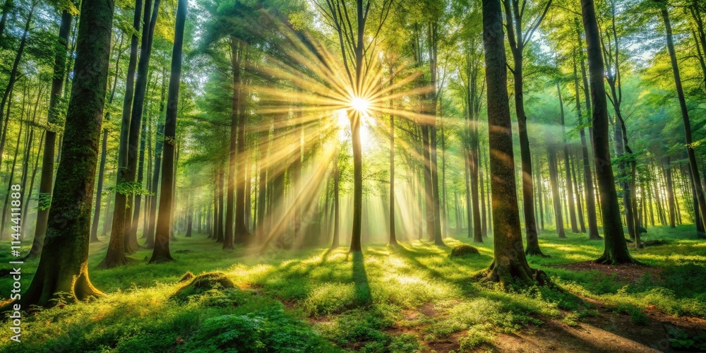Long Exposure Daytime Forest Photography, Sunbeams Through Trees, Magical Woodland, Lush Greenery, Sunlight Forest Landscape Long Exposure Daytime Forest Photography, Sunbeams Through Trees, Magical Woodland, Lush Greenery, Sunlight Forest Landscape