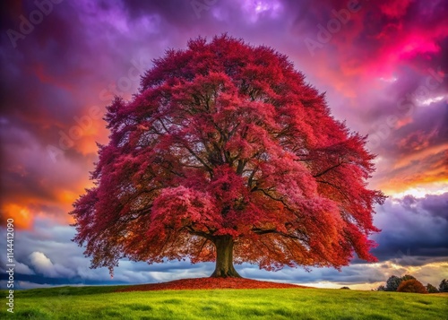 Purple Beech Tree Bernried Germany,  Autumn Leaves,  Fagus Sylvatica Purpurea, Höhenrieder Park, Bayern,  European Beech,  Dramatic Landscape Photography photo