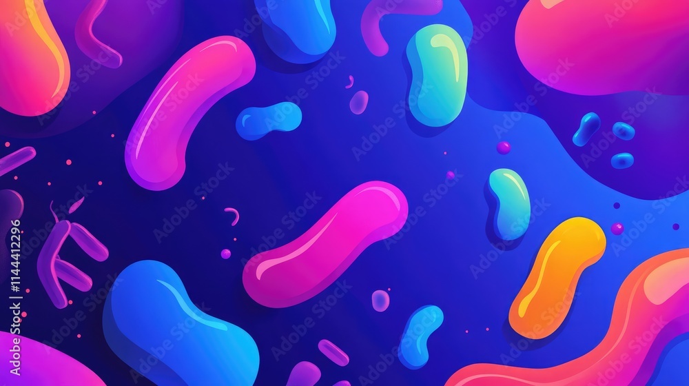 Clean, vibrant depiction of probiotic bacteria forming organic shapes, bacteria, health-focused design Clean, vibrant depiction of probiotic bacteria forming organic shapes, bacteria, health-focused design