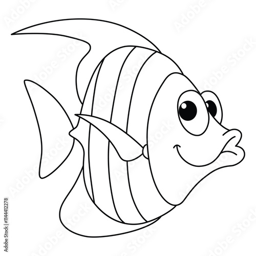 Funny fish cartoon for kids coloring book.