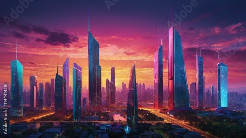 sunset over the city