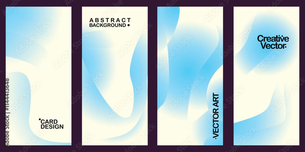 A set of four abstract panels with soft blue and white gradients and flowing shapes. Modern, clean, and versatile design perfect for backgrounds, presentations, or creative projects A set of four abstract panels with soft blue and white gradients and flowing shapes. Modern, clean, and versatile design perfect for backgrounds, presentations, or creative projects