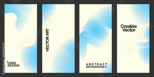 A set of four abstract panels with soft blue and white gradients and flowing shapes. Modern, clean, and versatile design perfect for backgrounds, presentations, or creative projects