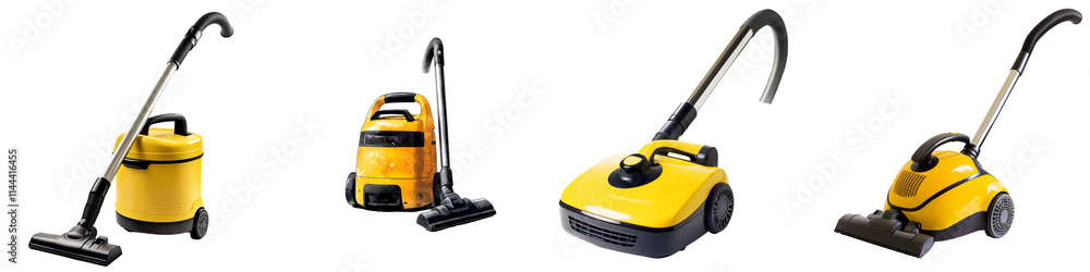 set of a Yellow vacuum cleaner, on a transparent backgrounds set of a Yellow vacuum cleaner, on a transparent backgrounds