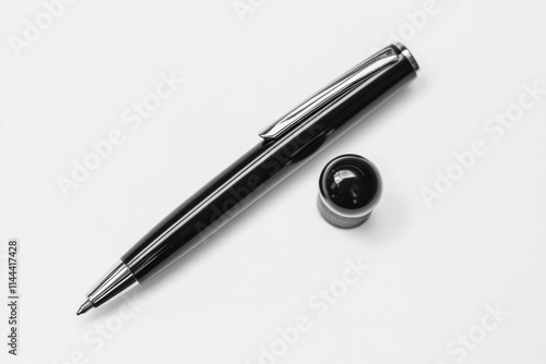 Wallpaper Mural Mock Up. Ballpoint pen in black with a cap. isolated on white background.  Torontodigital.ca