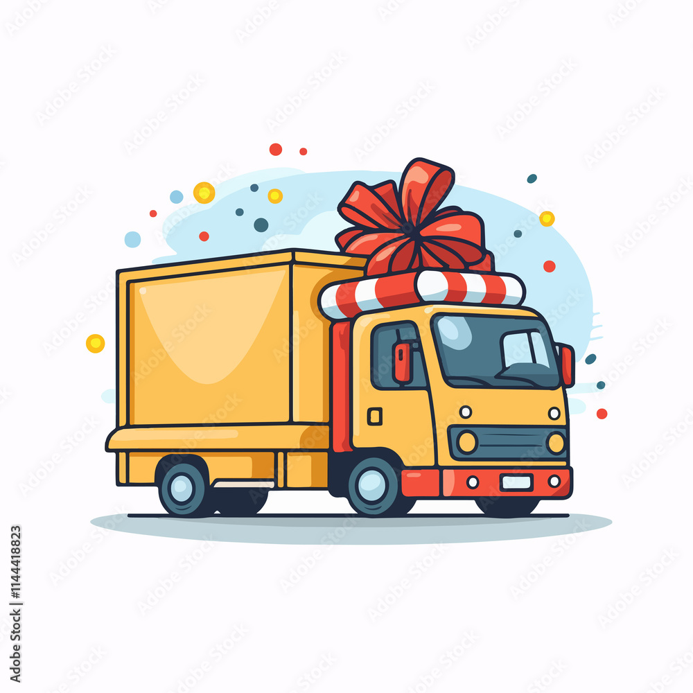 Delivery Truck and Gift Box Icon: Easily Recognizable Delivery Service Symbol for Websites and Applications Delivery Truck and Gift Box Icon: Easily Recognizable Delivery Service Symbol for Websites and Applications