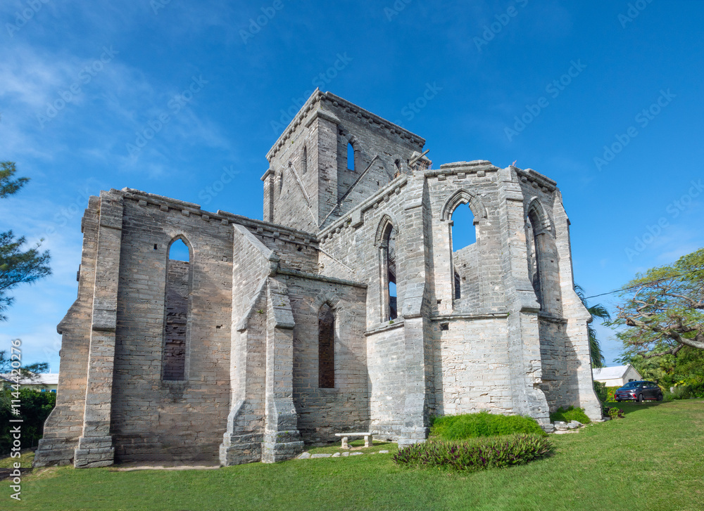 Ruins of the iconic unfinished gothic church of St. George, St. George Island, Bermuda, British Overseas Territory, UK Ruins of the iconic unfinished gothic church of St. George, St. George Island, Bermuda, British Overseas Territory, UK